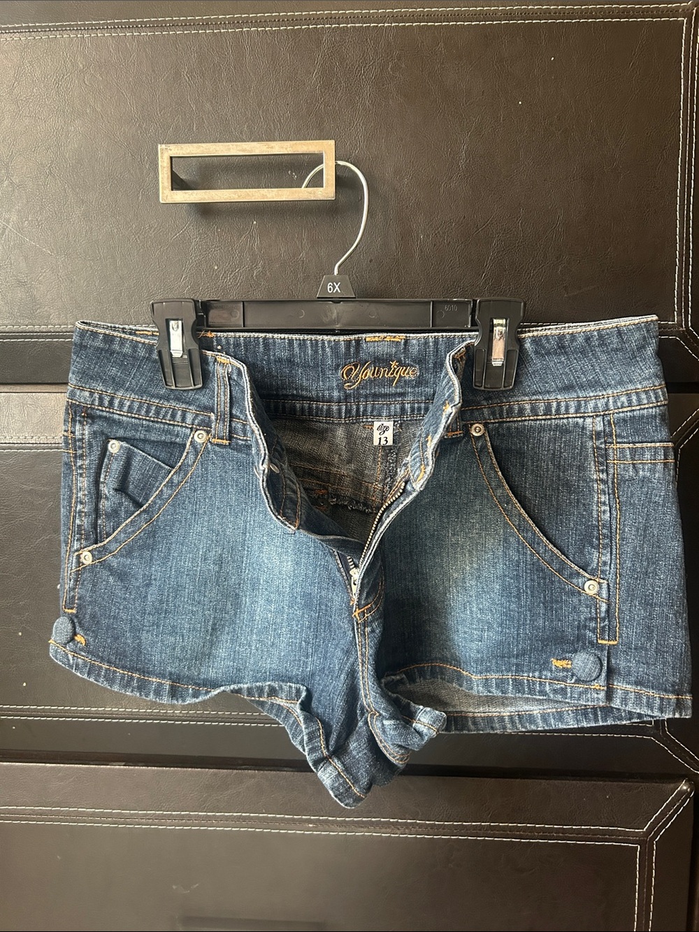 Younique Dark Blue Denim Low-Rise Jean Shorts